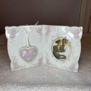 Vintage Russ 25th Anniversary frame, very sweet with a heart charm.